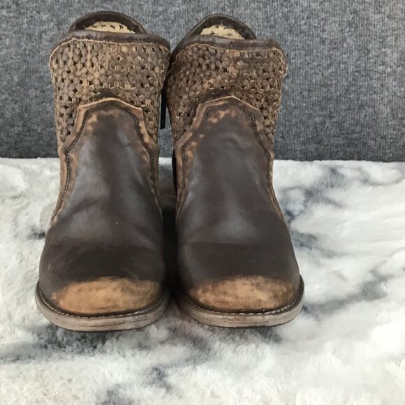 Circle G Corral Brown Leather Cutout Western Ankle Boots  8.5 - Picture 4 of 15